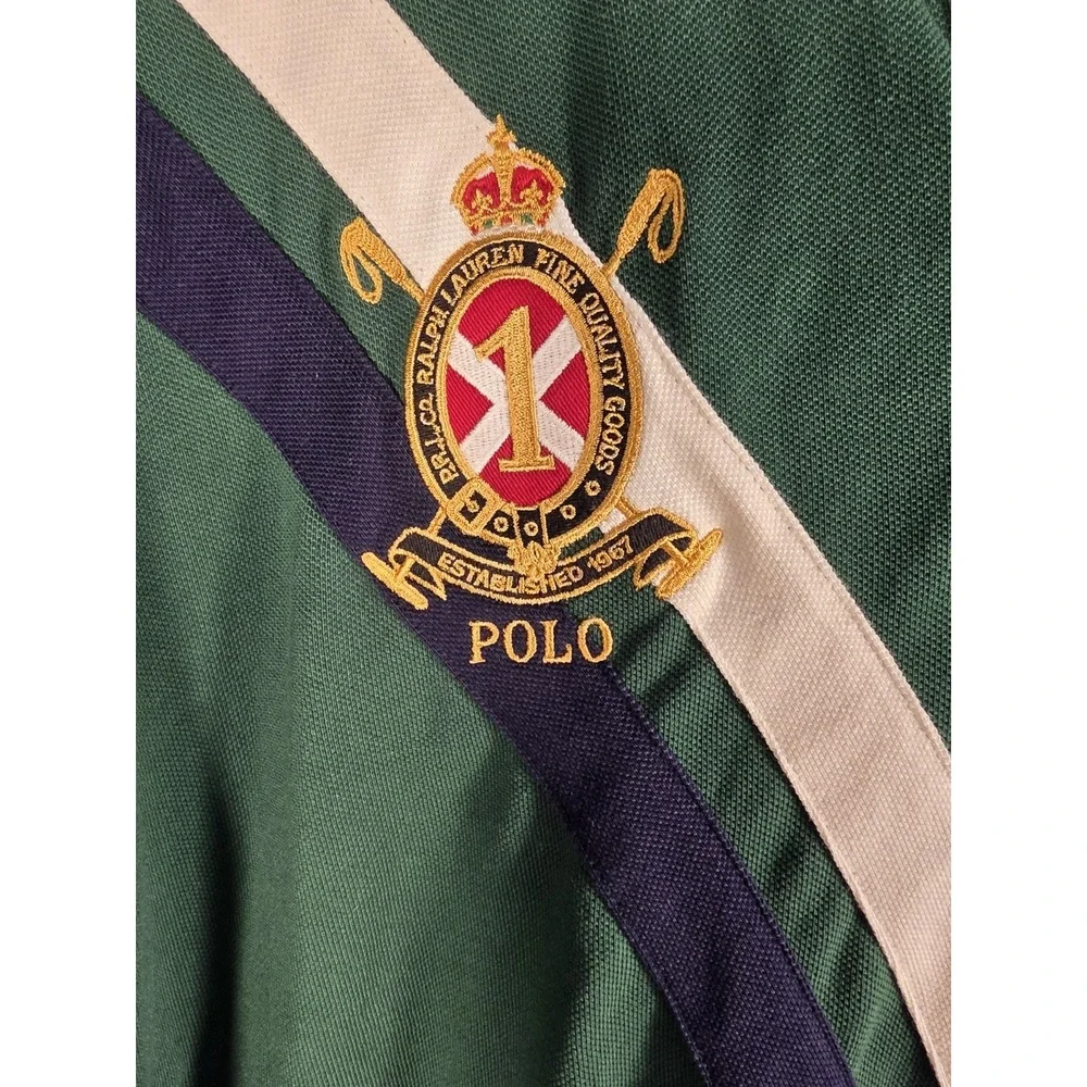 Polo Ralph Lauren Long Sleeve Big Pony Crest Green Rugby Shirt Men's Size 2XL
